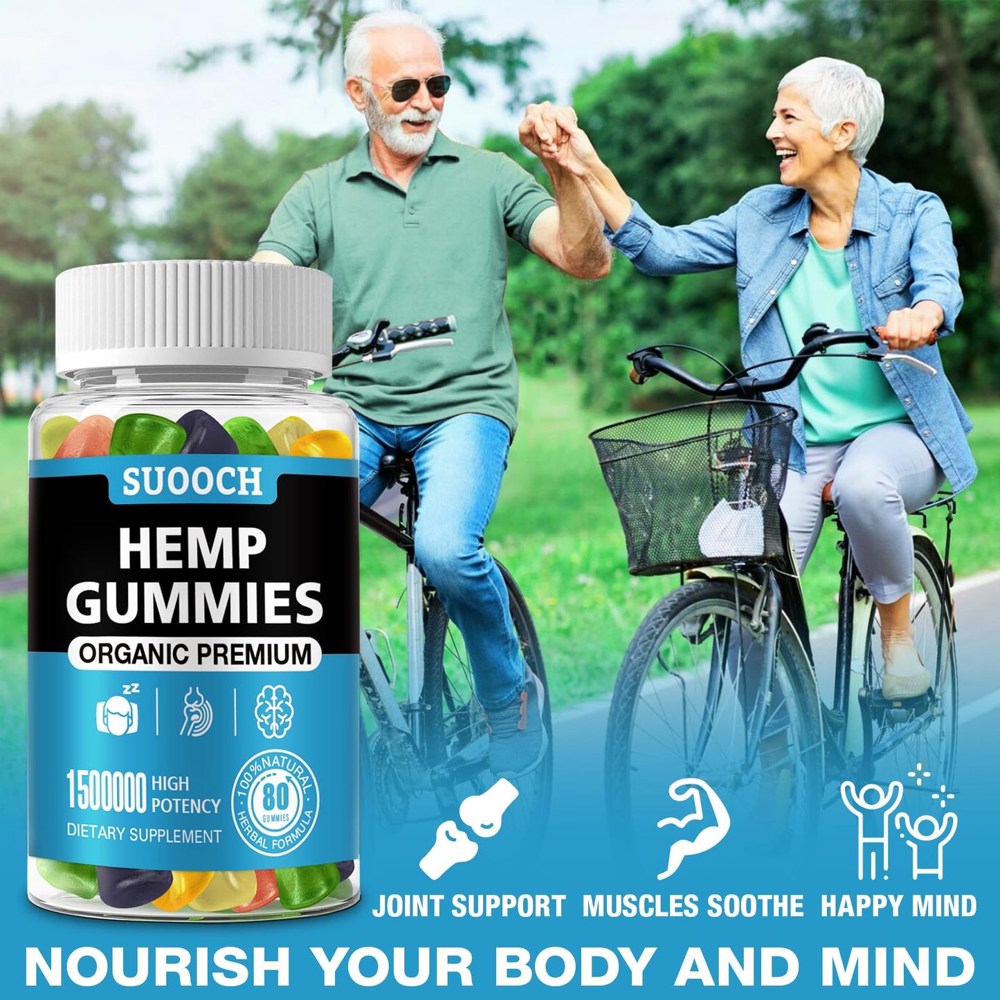 Natural Hemp Gummies – High Potency for Pain, Sleep & Anxiety (2-Pack)