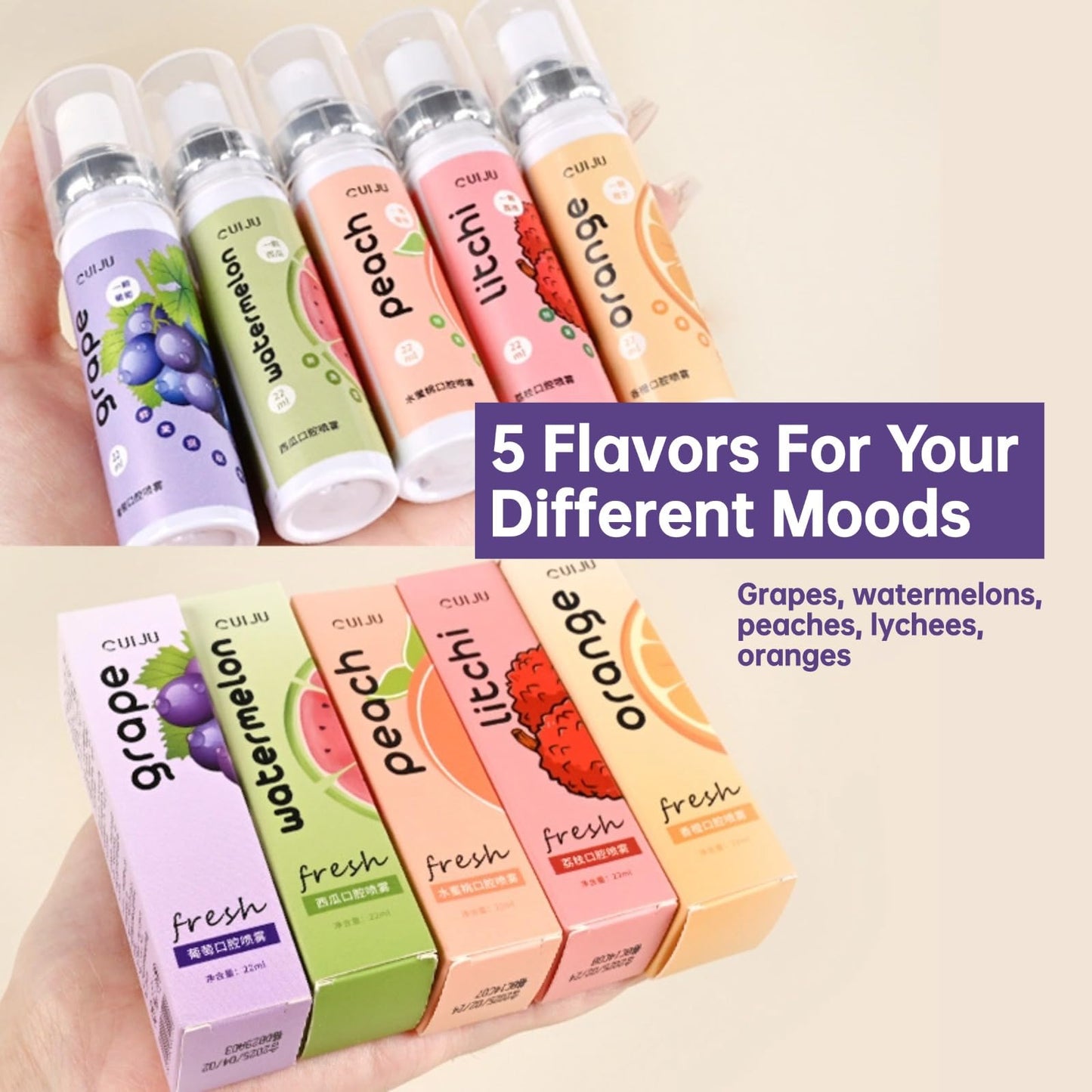 Fruit Oral Breath Spray - Natural Fresh Breath, Portable Dry Mouth Spray for Bad Breath