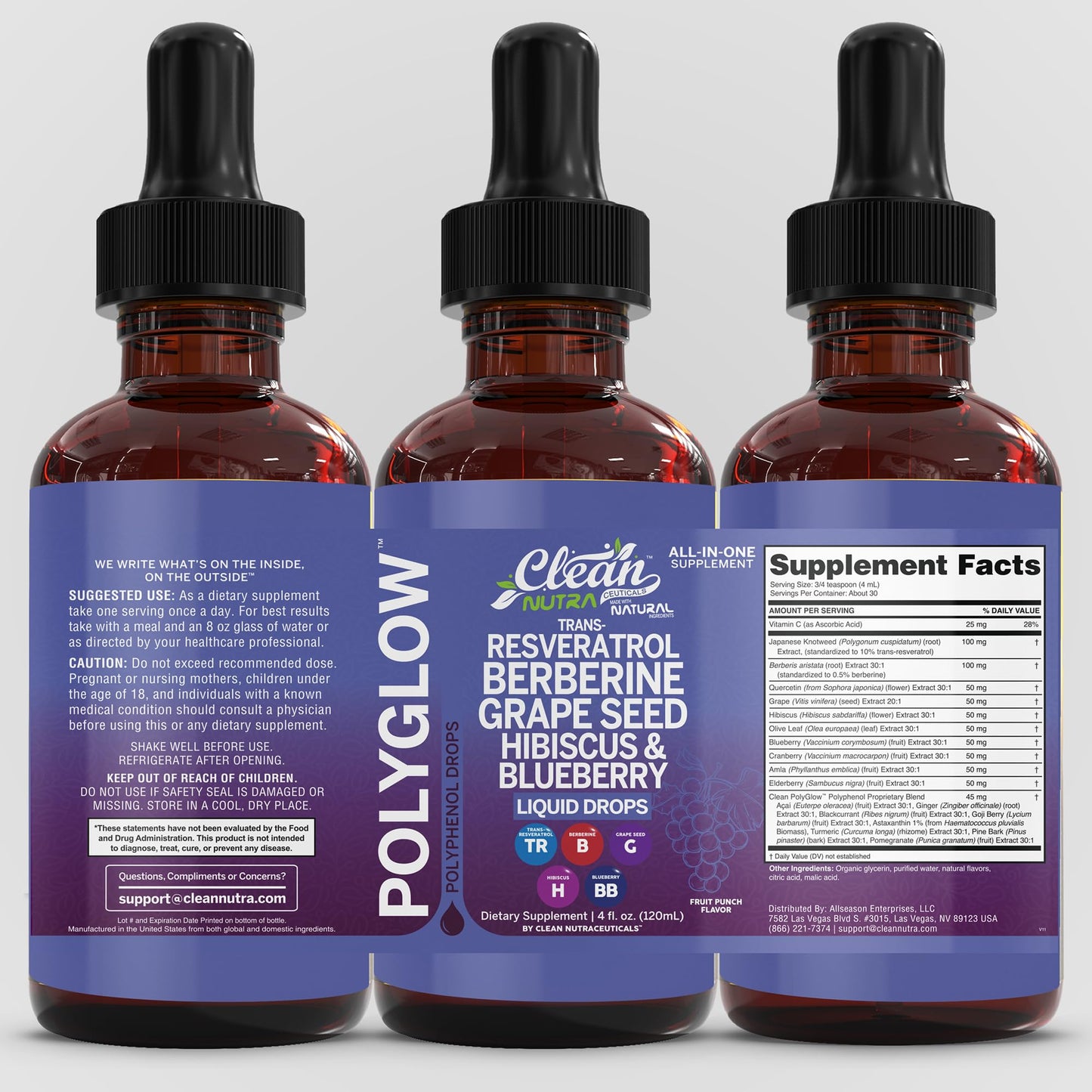 Oxibloom Liquid Drops – Resveratrol, Berberine & Grape Seed (120ml)