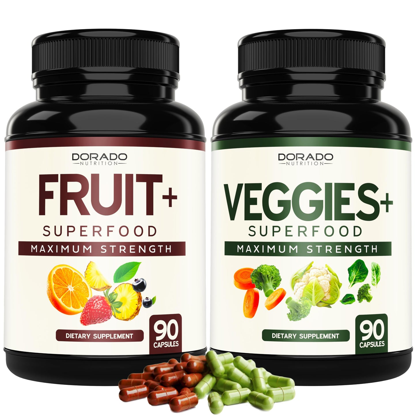 Fruit & Veggies Supplement (180 Capsules) – Non-GMO, Vegan, USA Made