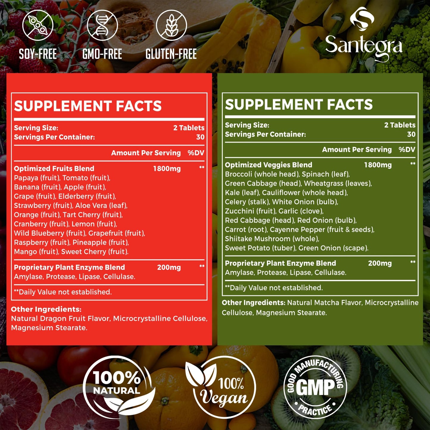 2000 MG Fruit & Veggies Supplement – 35+ Fruits & Vegetables, 120 Tablets