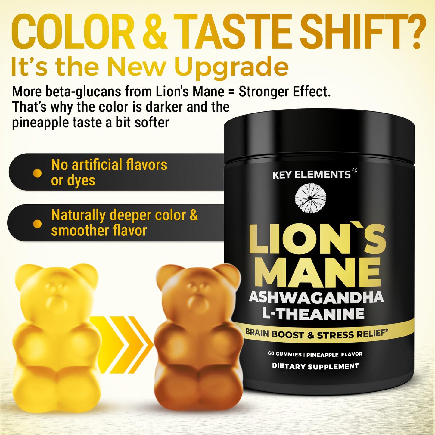 High Strength Lion's Mane Gummies with Ashwagandha & L-Theanine – Focus & Memory