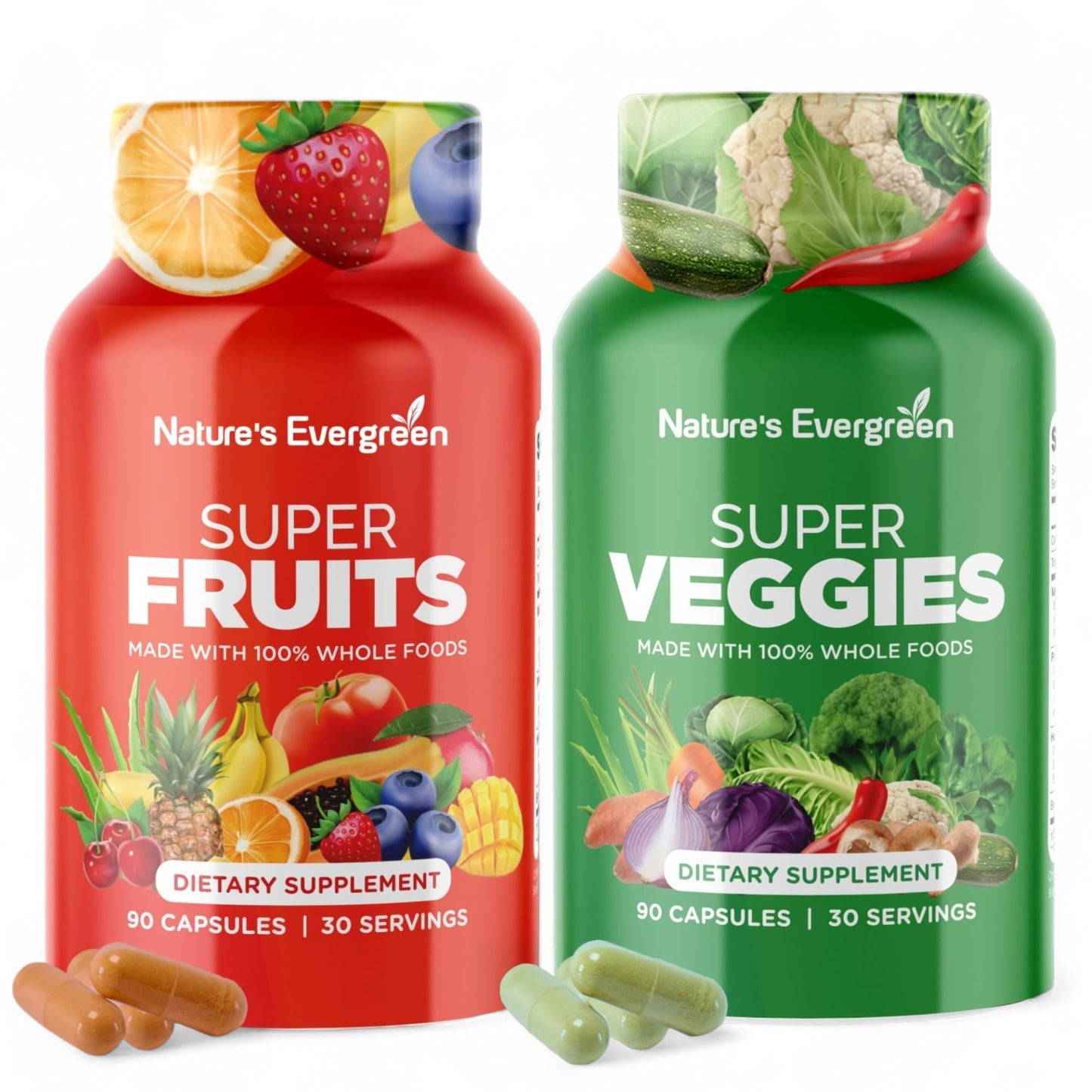 Fruits & Veggies Supplement - Vegan, Non-GMO - Made in USA | 180 Capsules (Pack of 2)