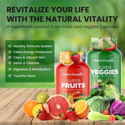 Fruits & Veggies Supplement - Vegan, Non-GMO - Made in USA | 180 Capsules (Pack of 2)