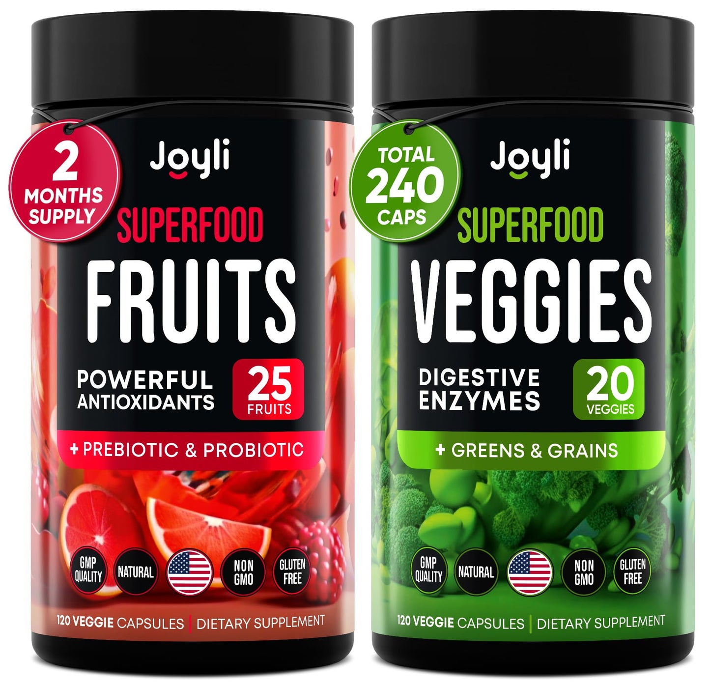 Fruits and Veggies High-Fiber Supplement for Immunity, Gut & Energy | Reds & Greens