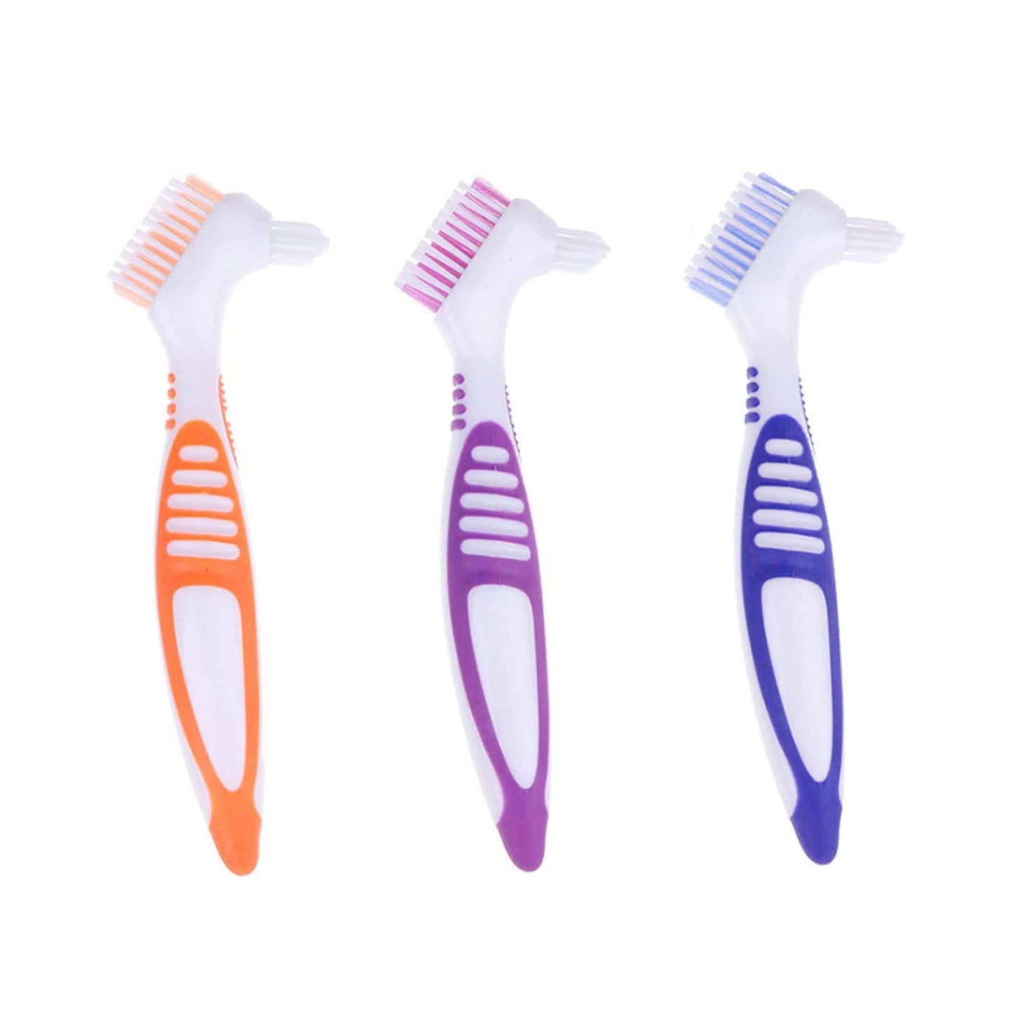 FRUTA 3 Pcs Denture Cleaning Brushes – Double-Sided, Multi-Layer Bristles (3 Colors)