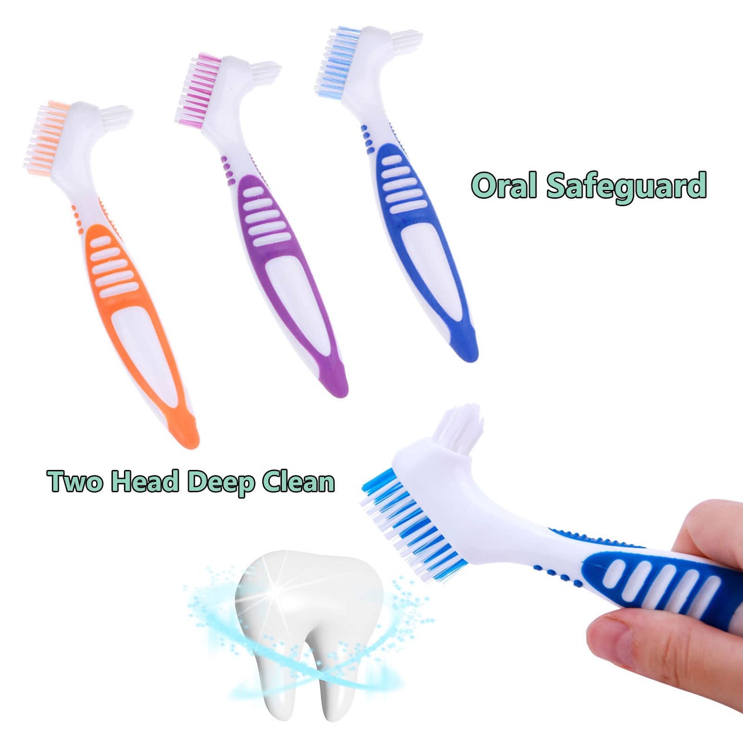 FRUTA 3 Pcs Denture Cleaning Brushes – Double-Sided, Multi-Layer Bristles (3 Colors)