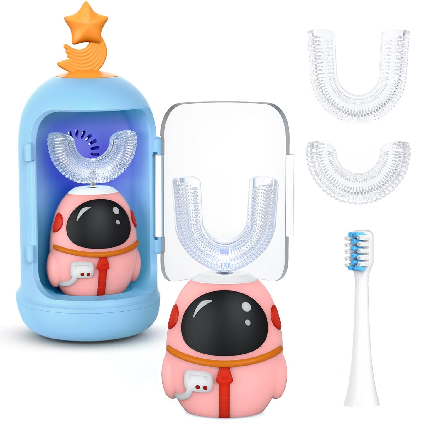 FTOYIN Kids U-Shaped Electric Toothbrush - 5 Modes, 45s Reminder, IPX7