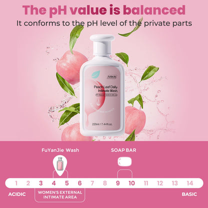 fu yan jie Peach Leaf Feminine Wash — pH-Balanced, Hydrating & Gentle Hygiene (220ml)
