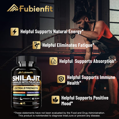 Fubienfit Shilajit Capsules – Premium Shilajit with Ashwagandha, Ginseng & Fulvic Acid (120 Capsules)
