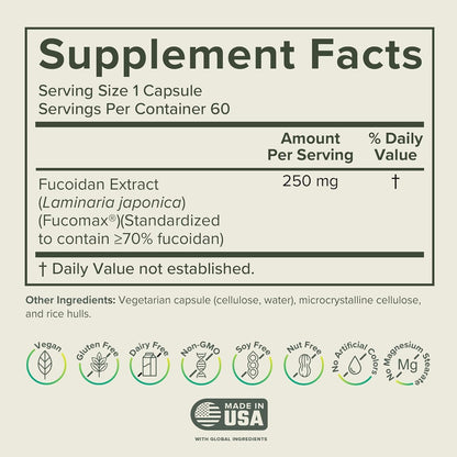 Prominent Nutrition Fucoidan Gut Health & Immune Support Supplement – 250mg, 60 Count – Premium Brown Seaweed Extract – 2 Pack