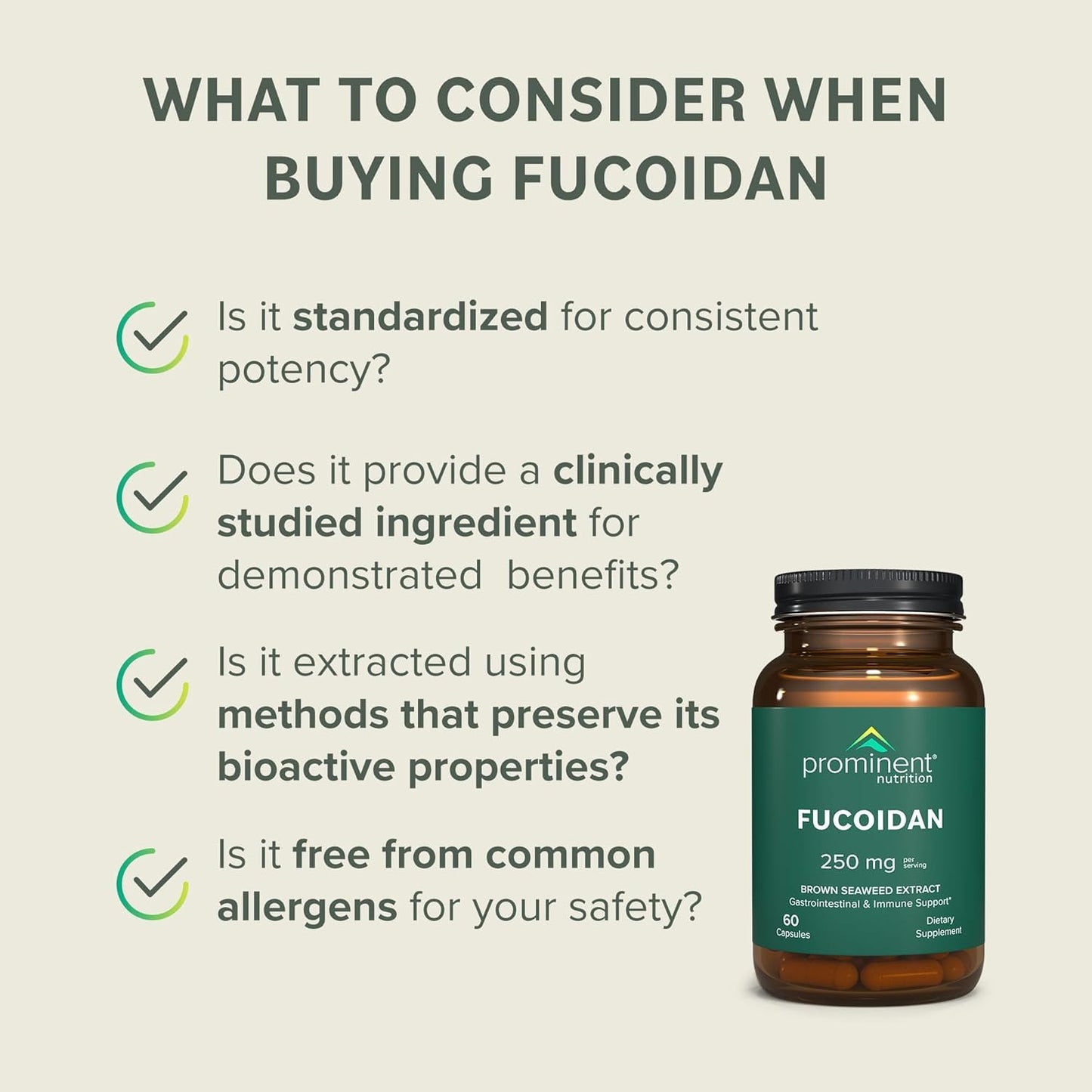 Prominent Nutrition Fucoidan Gut Health & Immune Support Supplement – 250mg, 60 Count – Premium Brown Seaweed Extract – 2 Pack