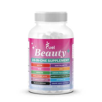 Fuel Beauty+ 24-in-1 Hair, Skin & Nails Vitamins for Women – 60 Capsules