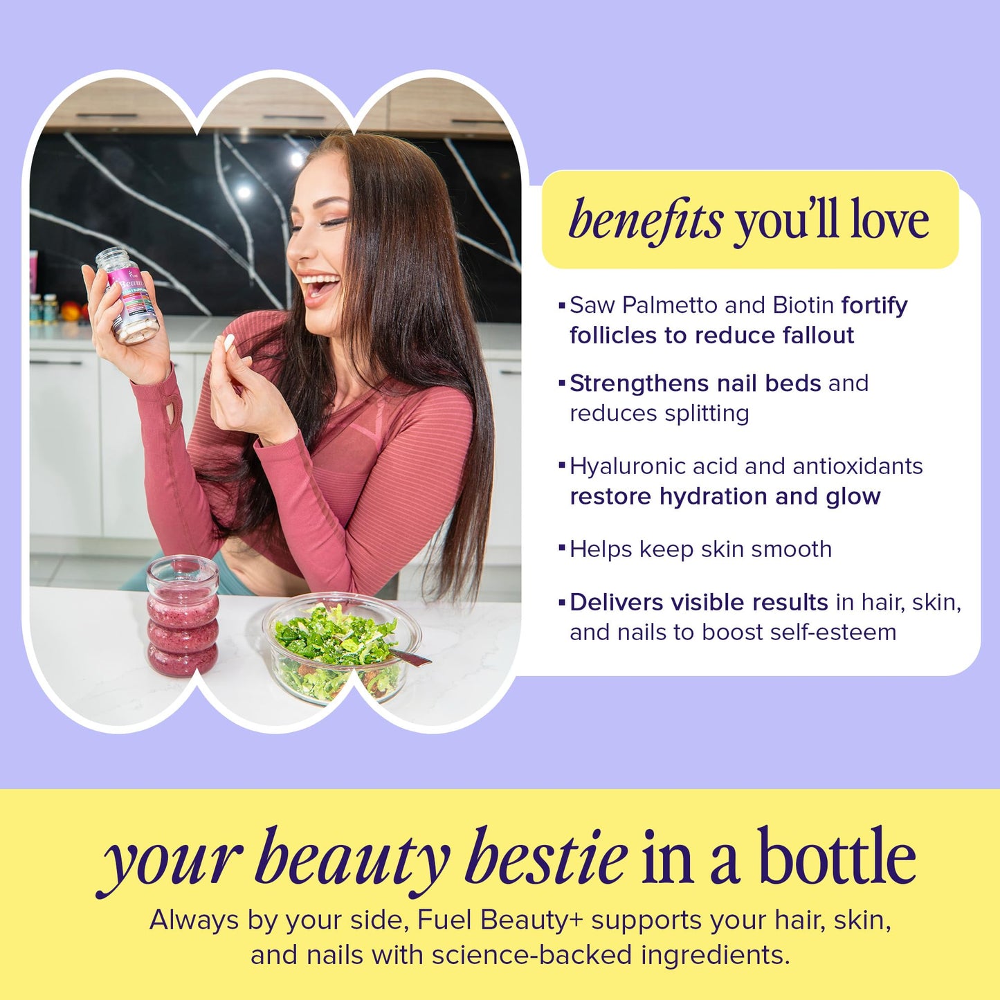Fuel Beauty+ 24-in-1 Hair, Skin & Nails Vitamins for Women – 60 Capsules