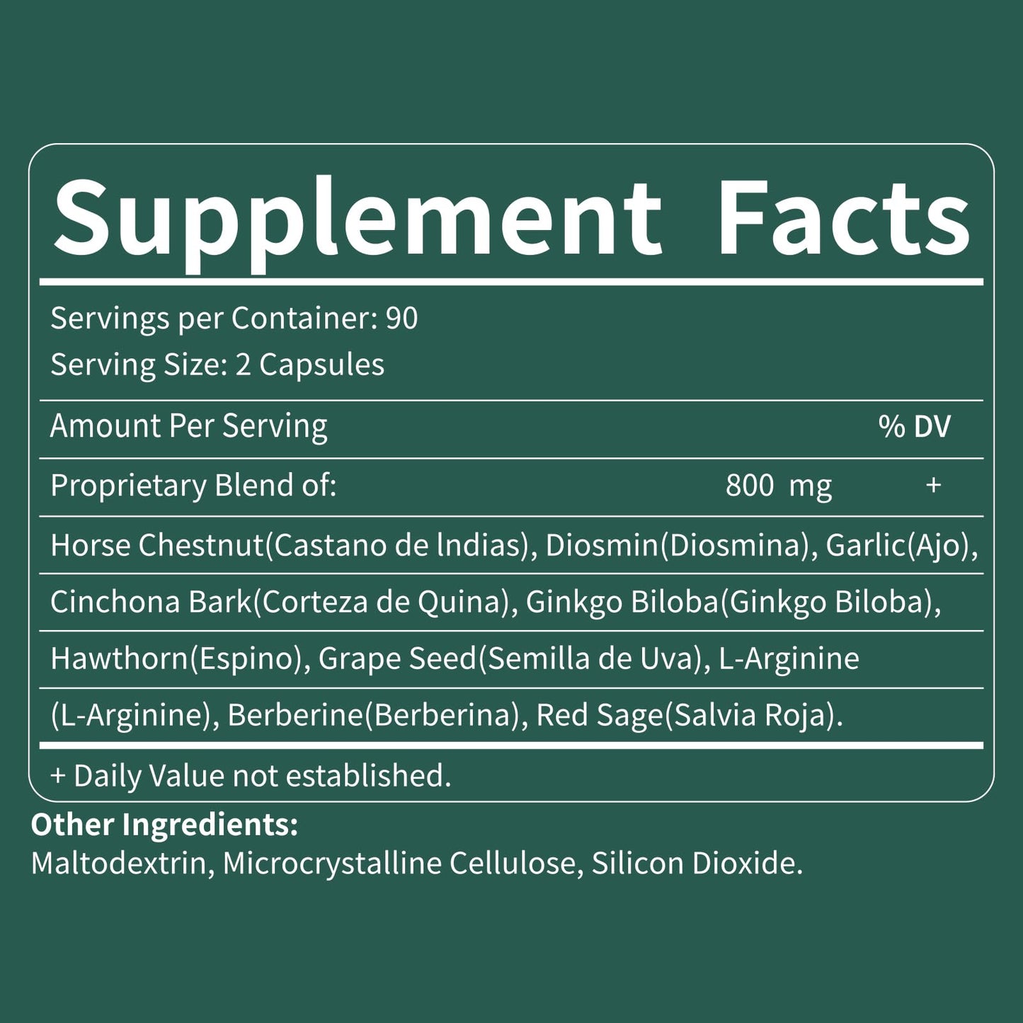 Fuenvegtal Horse Chestnut Blood Circulation Capsules | Diosmin & Garlic for Healthy Blood Flow - 90 Count