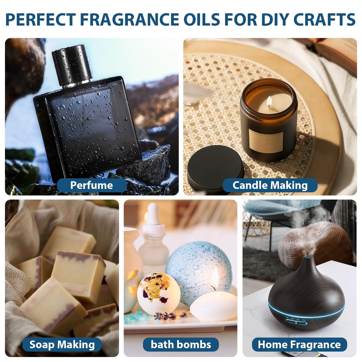 FUHITIM Fragrance Oil - Charming Men's Set (6x10ml) for Diffuser, Candle & Soap Making