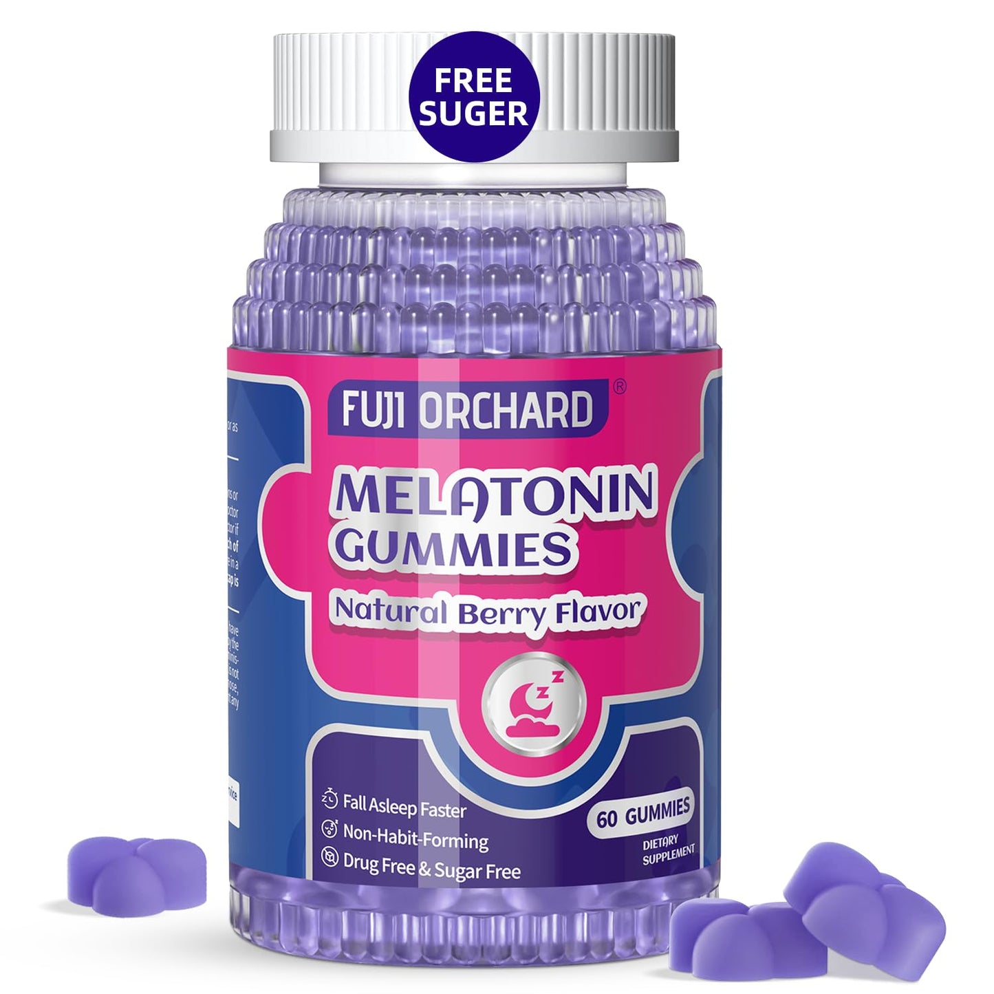 FUJI ORCHARD Melatonin Gummies 5mg – Sleep Aid, Sugar Free, Vegan | 60 Gummies