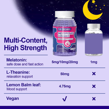 FUJI ORCHARD Melatonin Gummies 5mg – Sleep Aid, Sugar Free, Vegan | 60 Gummies