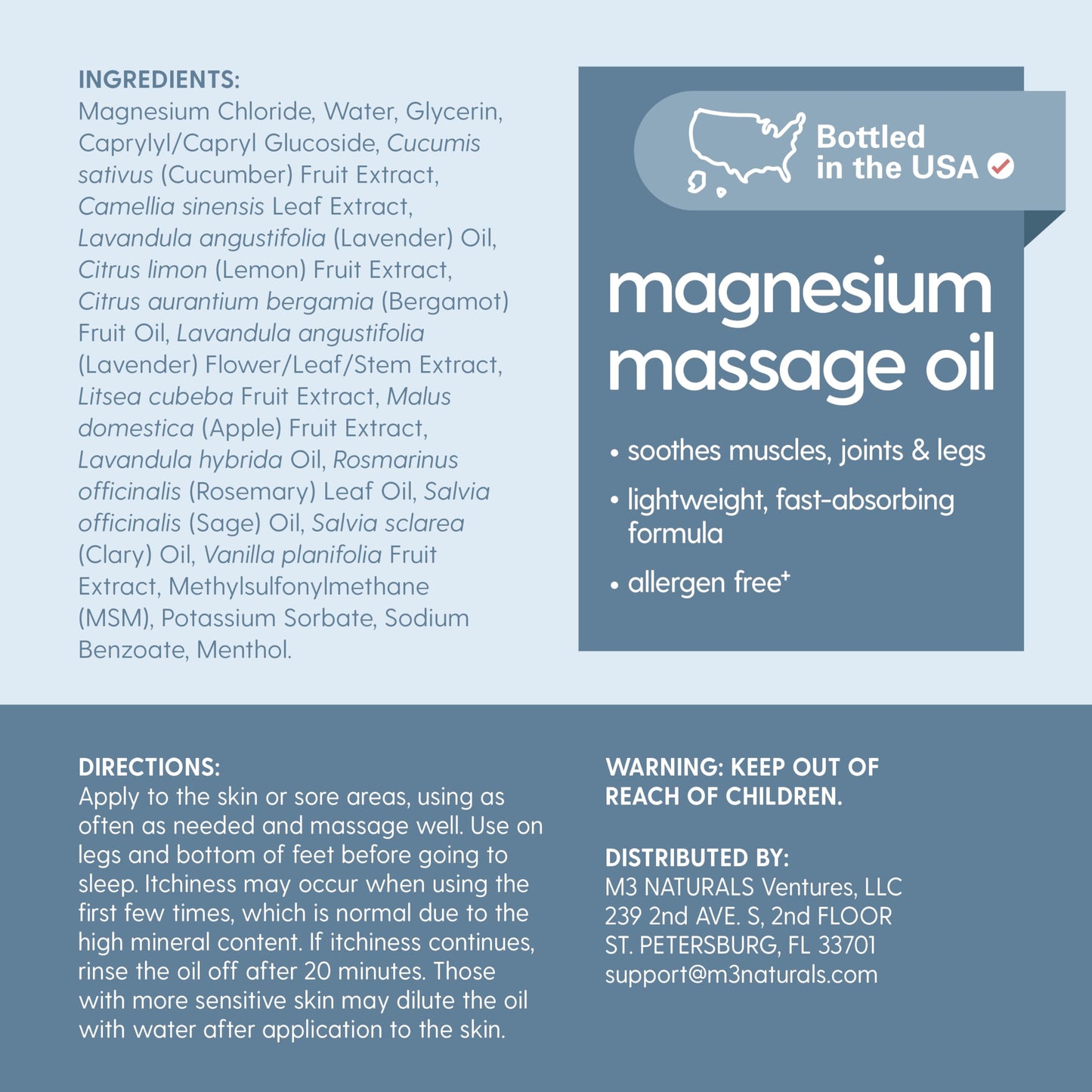 Magnesium Massage Oil for Sore Muscles, Sleep & Recovery – 8 oz by M3 Naturals