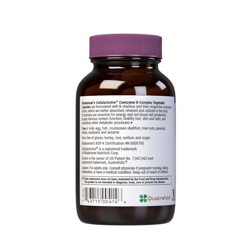 Bluebonnet CellularActive Coenzyme B-Complex - Energy & Nerve Support | Vegan, Gluten-Free