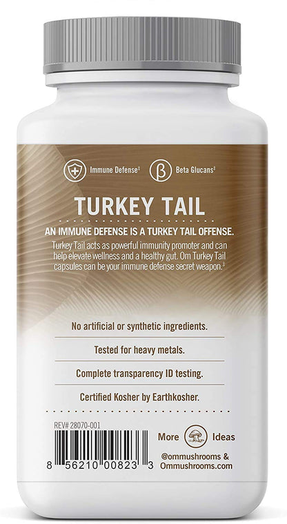 Turkey Tail Mushroom Capsules | Om Mushroom Superfood – Immune Support (90 Count)