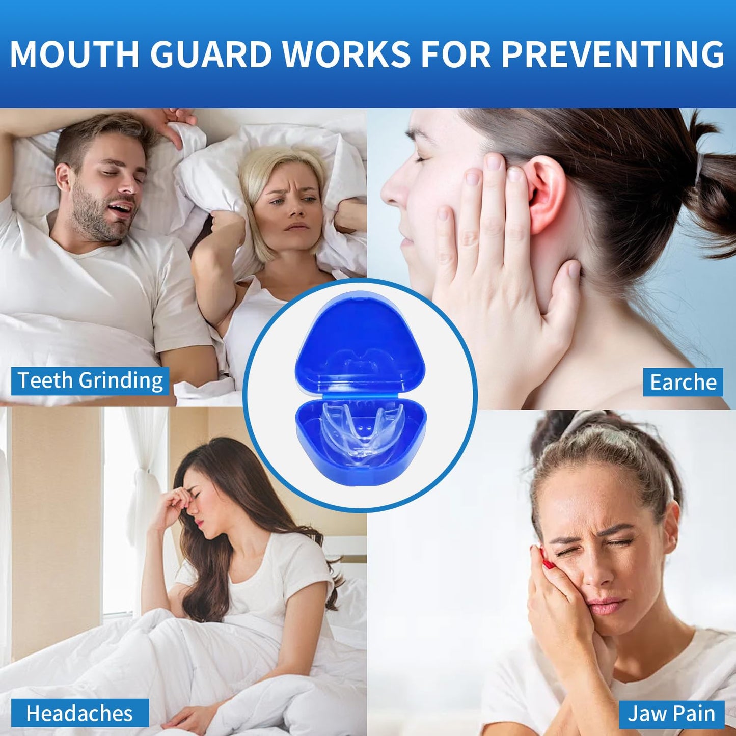 Fullaye Mouth Guard for Teeth Grinding at Night - Food-Grade & Comfortable Safety Mouth Guard (4 Packs)