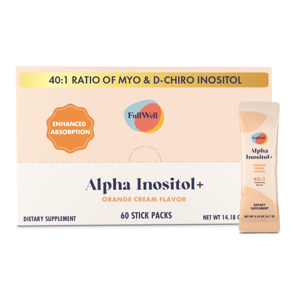 FullWell Alpha Inositol+ Metabolic Health Supplement with Myo-Inositol & D-Chiro-Inositol 40:1 Ratio – Orange Cream, 60 Count