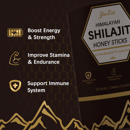 Himalayan Shilajit Honey Sticks – 30 Sticks, 75%+ Fulvic Acid, 85%+ Trace Minerals