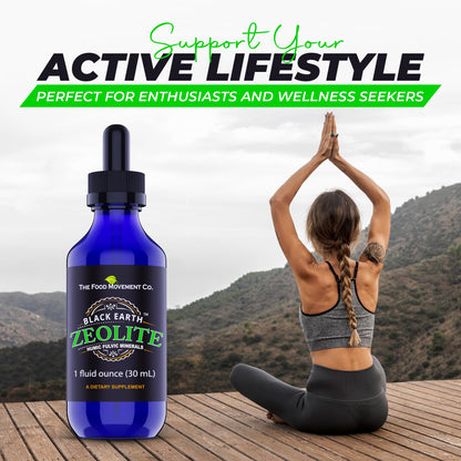 Black Earth Zeolite with Humic Fulvic Acids Trace Minerals for Adults and Kids for Detox, Gut Health and Immune Support - 1oz Liquid Drops Supplement