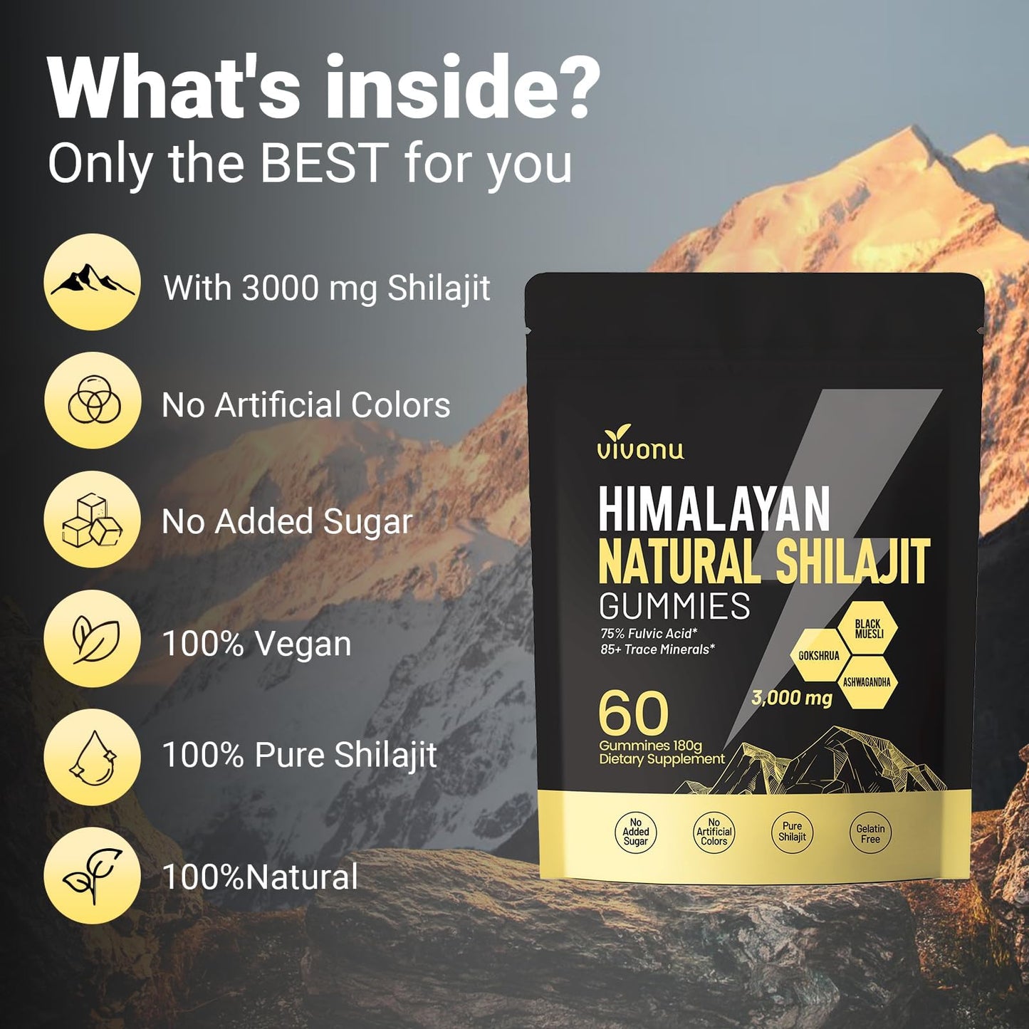 Himalayan Shilajit Gummies with Ashwagandha & Gokshura – Organic & Non-GMO