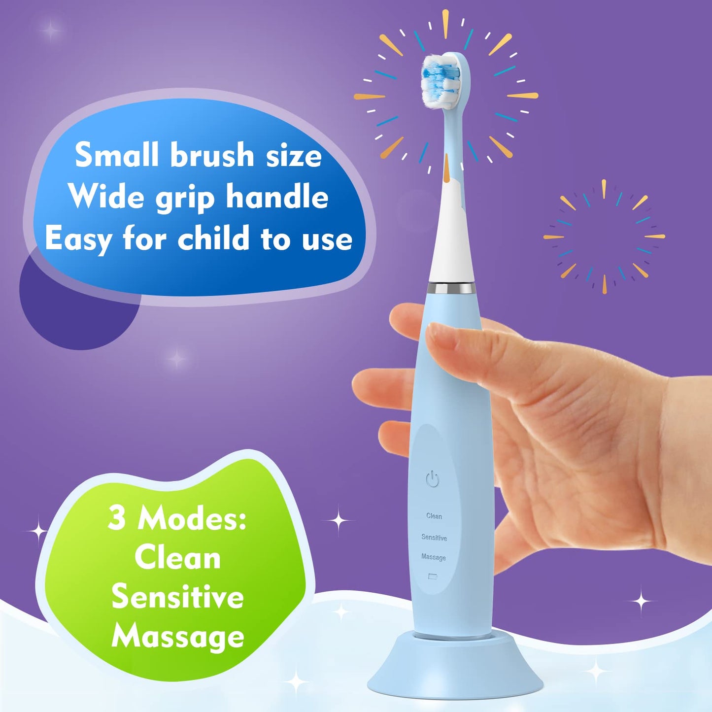 FUMEIKANG Kids 2-Pack Electric Toothbrushes – Smart Sonic (Blue/Pink)