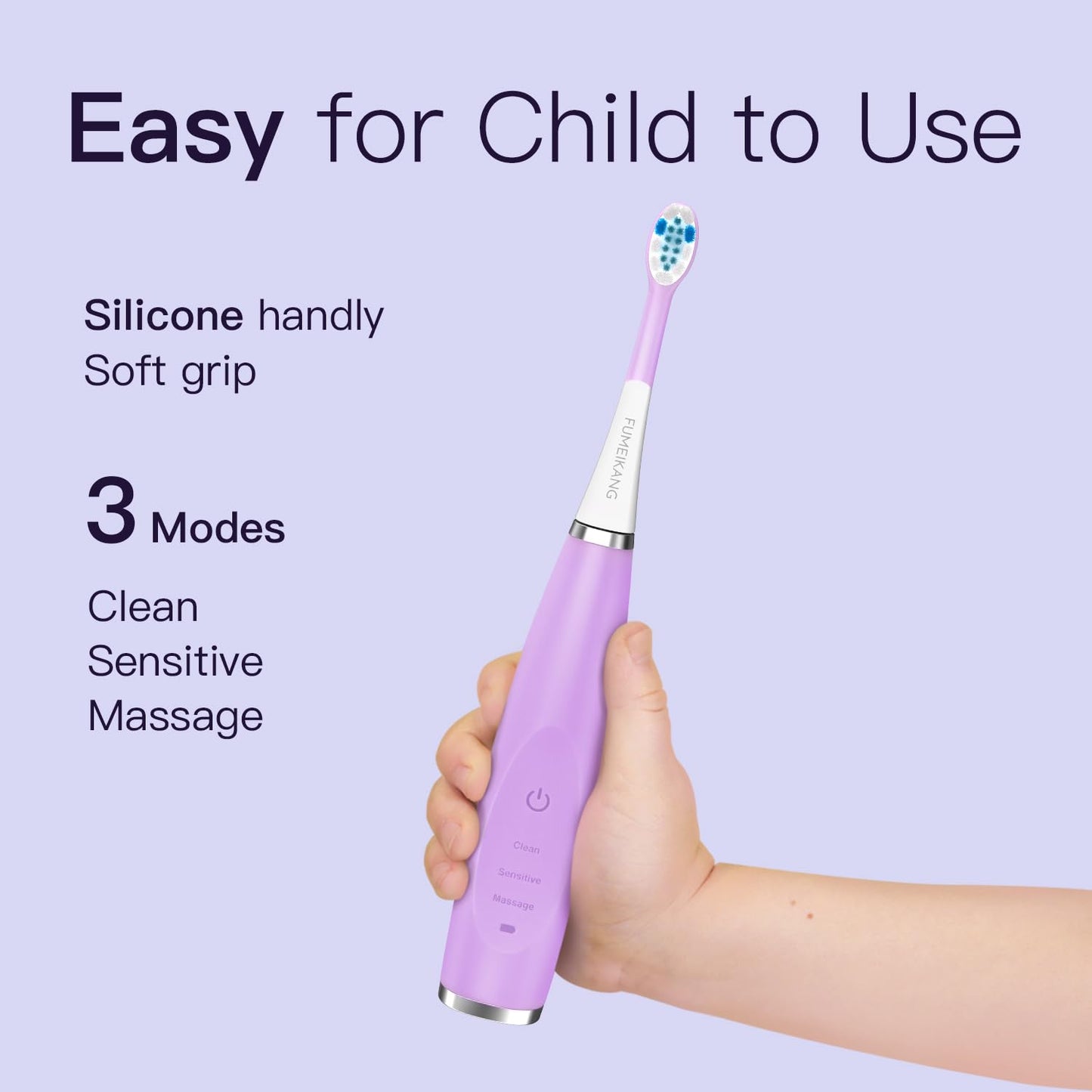 FUMEIKANG Kids Electric Toothbrush – Sonic Rechargeable, Purple