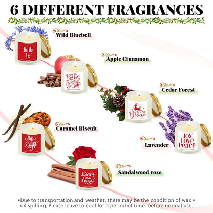 Fumete 6 Pcs Christmas Scented Candles Set – Soy 3.5 oz Holiday Candles