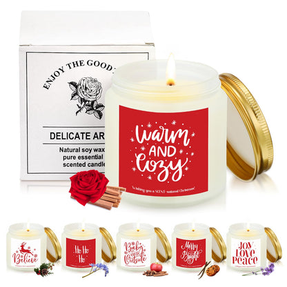 Fumete 6 Pcs Christmas Scented Candles Set – Soy 3.5 oz Holiday Candles