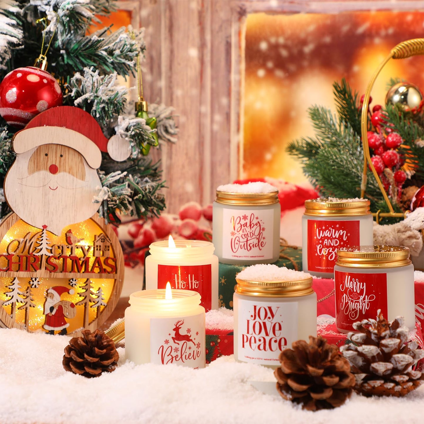 Fumete 6 Pcs Christmas Scented Candles Set – Soy 3.5 oz Holiday Candles
