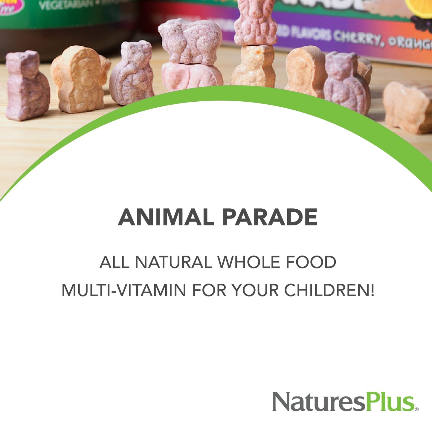 Natures Plus Animal Parade Kids Multivitamin – Watermelon Chewables, 90 Tablets, Vegetarian & Gluten Free, 45 Servings