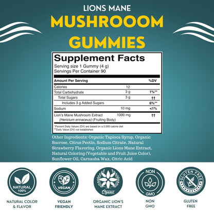 Fundamental Fungi Lion's Mane Gummies – 90 Servings | Brain Health & Focus