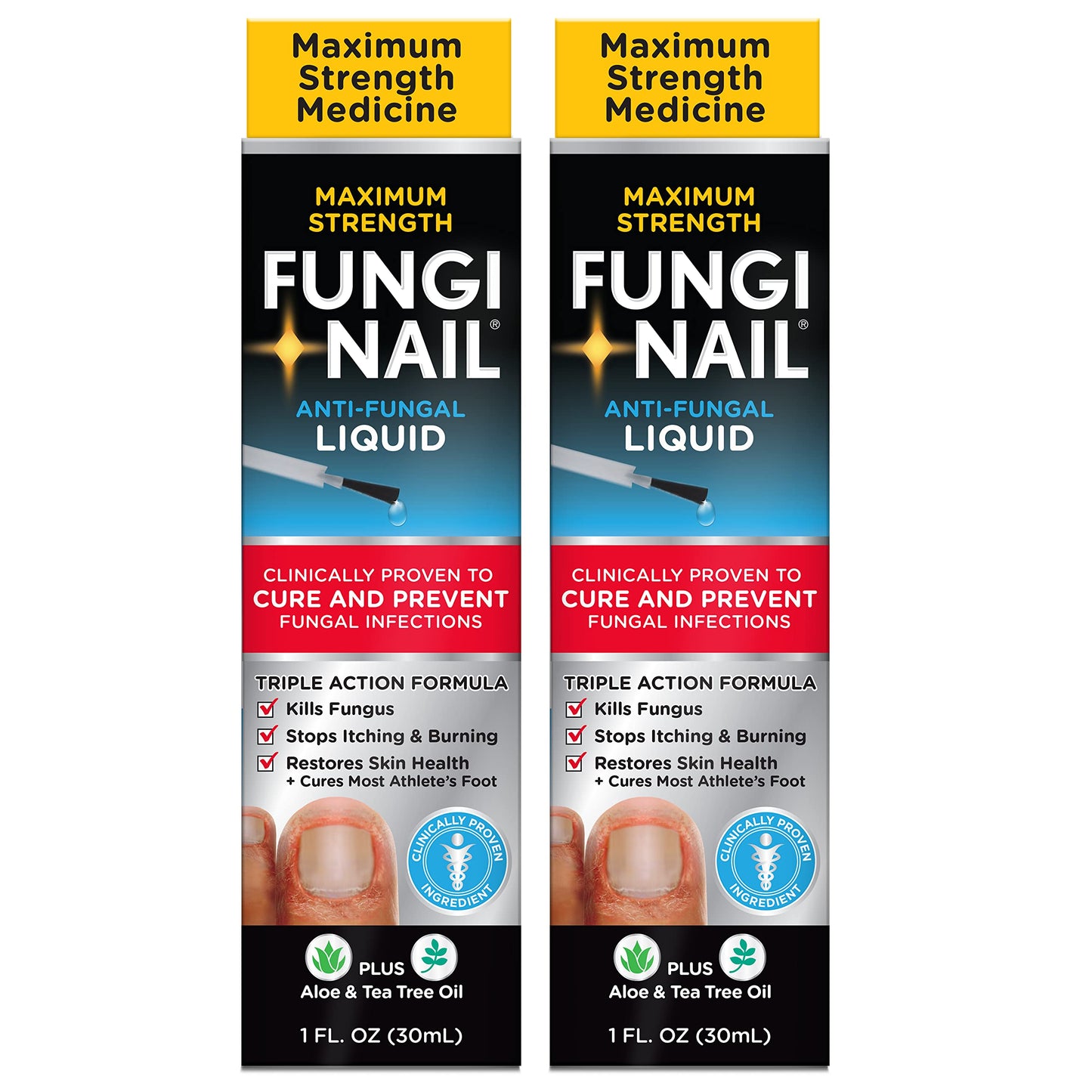Fungi-Nail Anti-Fungal Liquid Solution – Tolnaftate 1% (Pack of 2, 1 oz Each)