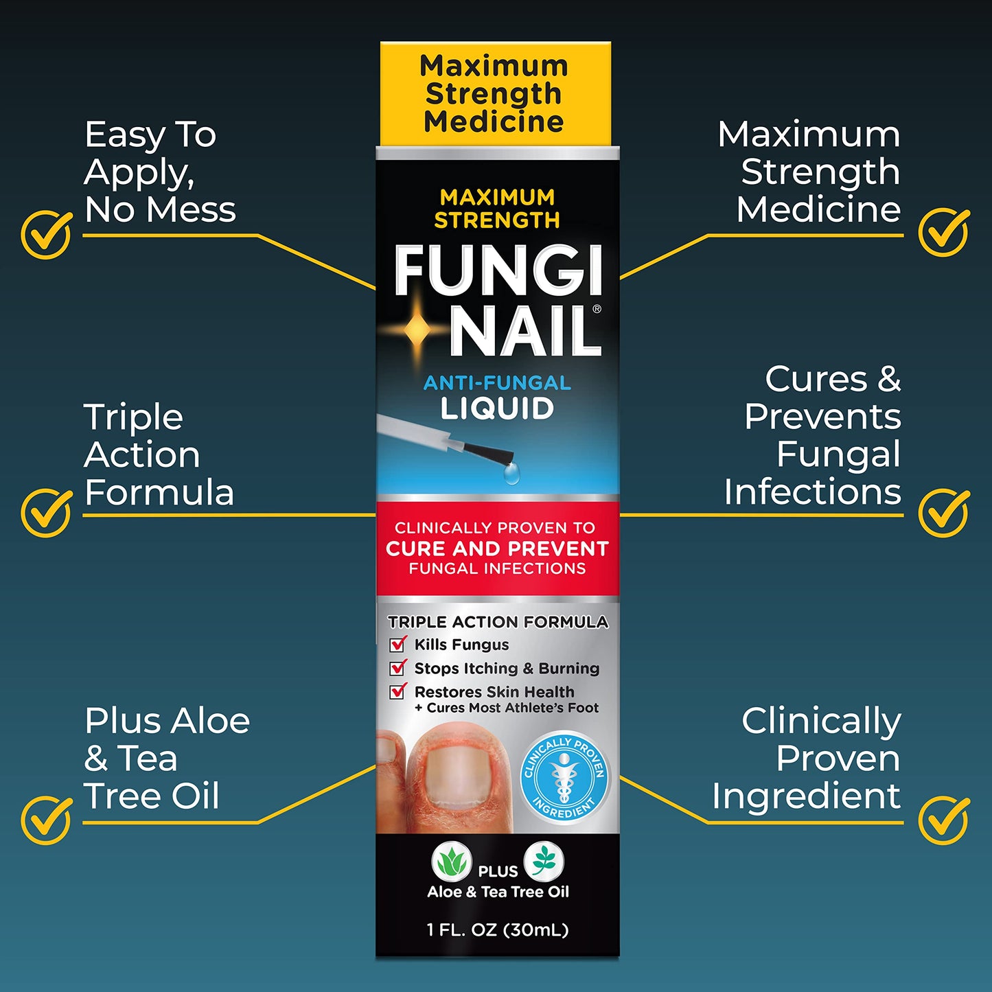 Fungi-Nail Anti-Fungal Liquid Solution – Tolnaftate 1% (Pack of 2, 1 oz Each)