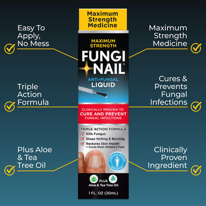 Fungi-Nail Anti-Fungal Liquid Solution – Tolnaftate 1% (Pack of 2, 1 oz Each)