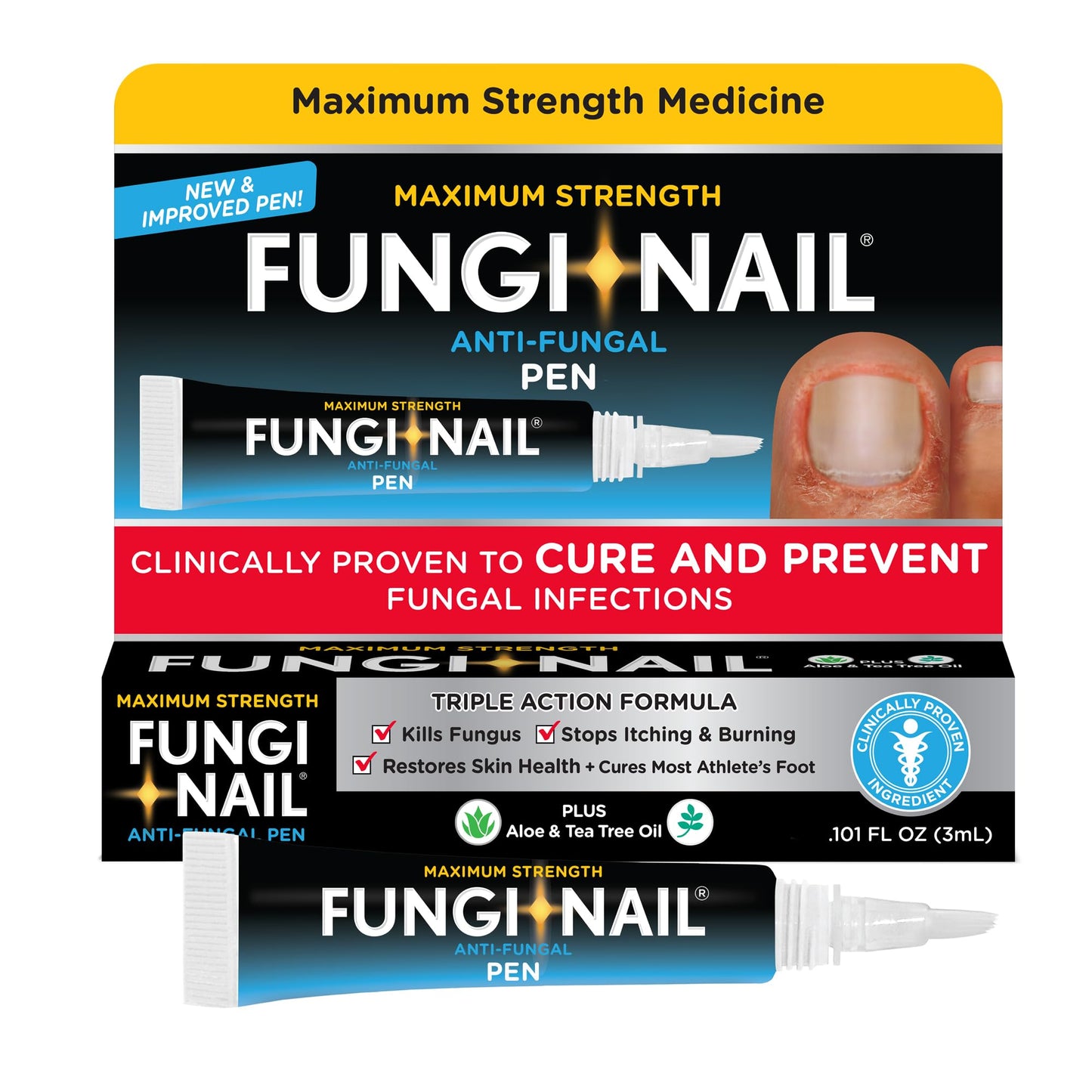 Fungi-Nail Pen Applicator Anti-Fungal Solution | Tolnaftate 1% - Targeted Nail & Foot Fungus Care