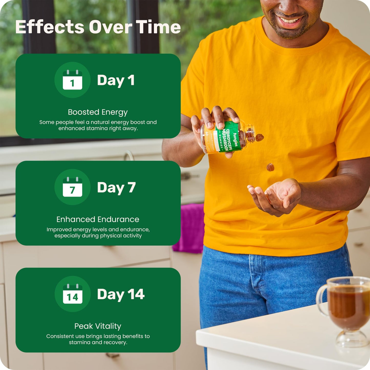 Fungies Cordyceps Mushroom Gummies, Mango & Pineapple Flavor - 60 Servings | Energy & Endurance (Caffeine-Free)
