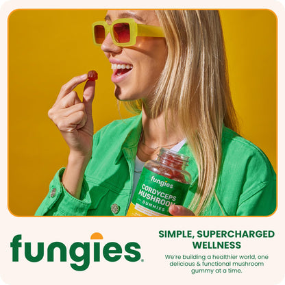 Fungies Cordyceps Mushroom Gummies, Mango & Pineapple Flavor - 60 Servings | Energy & Endurance (Caffeine-Free)