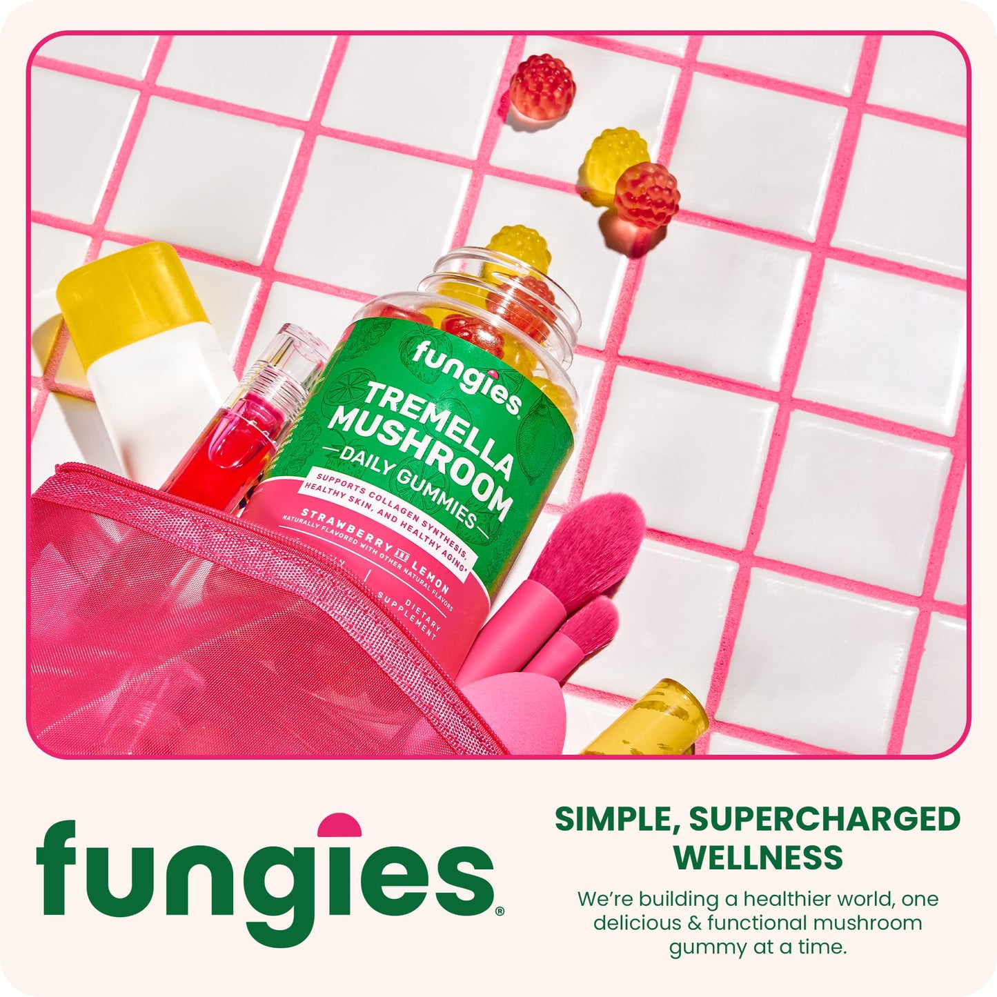 Fungies Tremella Gummies – Strawberry & Lemon Skin Health, 60 Servings