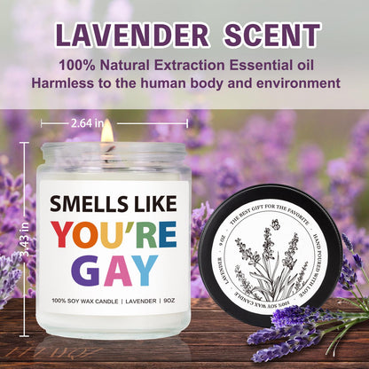 Funny Scented Candle Gift for Gay Men – Lavender Pride Candle 9oz