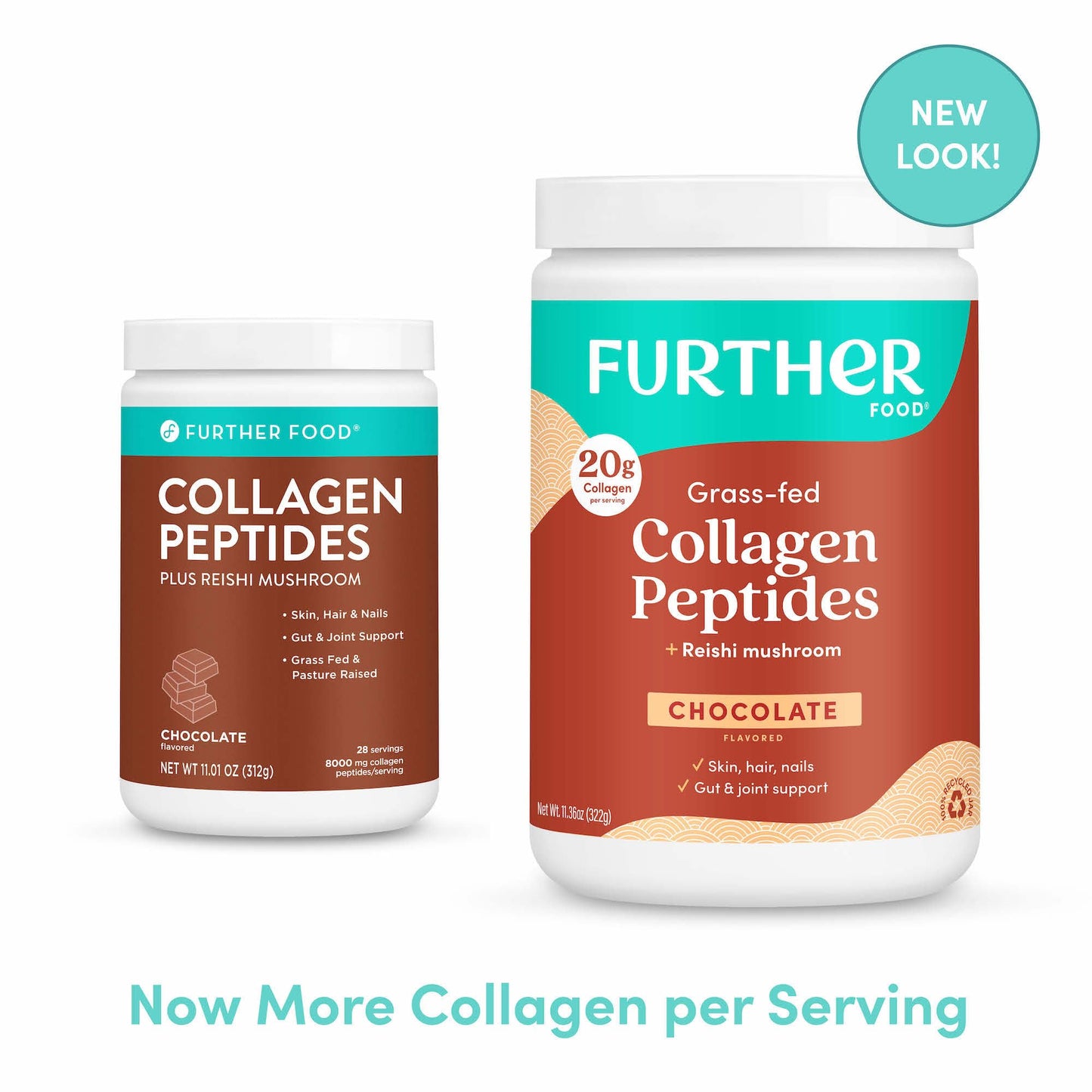 Further Food Chocolate Collagen Peptides Powder – Grass-Fed, 11.36 oz | Gut Health, Joints, Skin, Hair, Nails