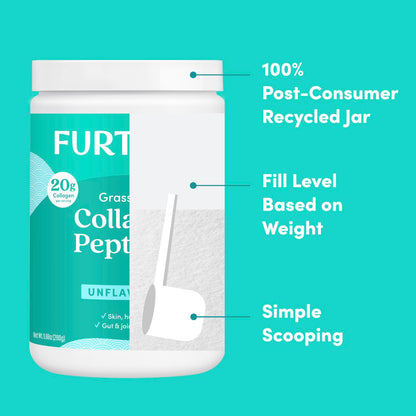 Further Food Unflavored Collagen Peptides Powder – Grass-Fed, Pasture-Raised, Hydrolyzed Type I & III, Gut Health + Joints, Hair Skin Nails, Paleo & Keto, 9.88 oz