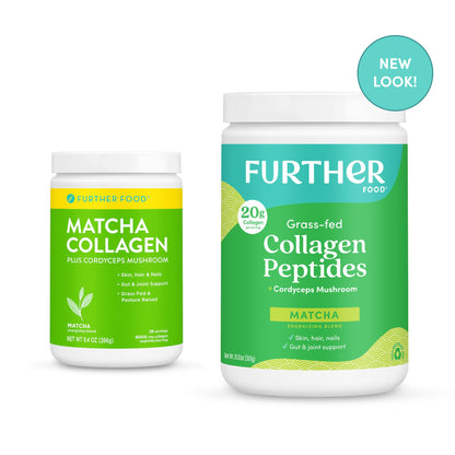 Further Food Matcha Collagen Peptides Powder – Organic Matcha & Cordyceps, 10.62 oz