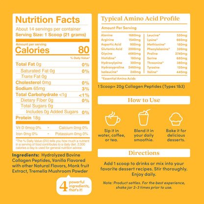 Further Food Vanilla Collagen Peptides Powder - Grass-Fed, Sugar-Free, 10.37 oz