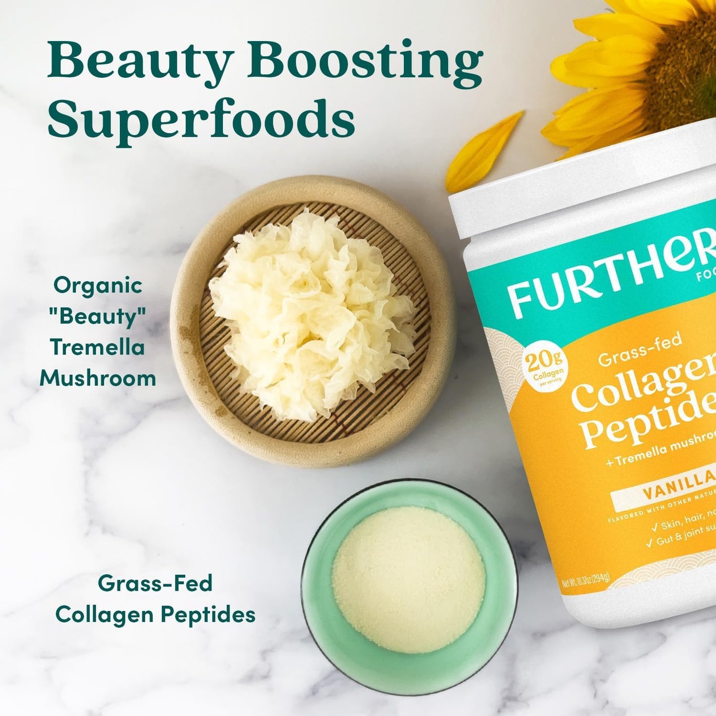 Further Food Vanilla Collagen Peptides Powder - Grass-Fed, Sugar-Free, 10.37 oz